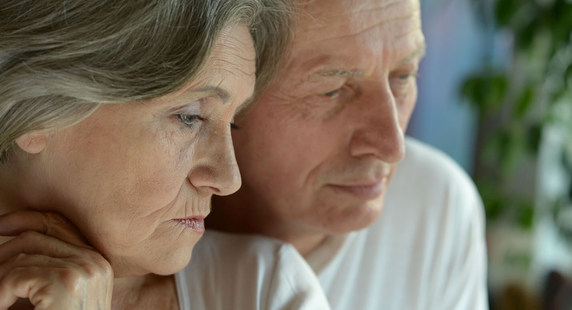 Sad older couple
